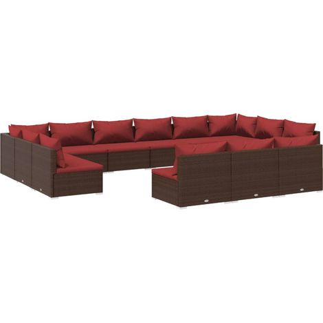 Maison Exclusive - Set Divani da Giardino 13 pz con Cuscini in Polyrattan Marrone (1/5)