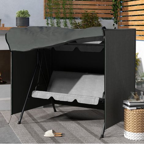 CHICFURN Copertura per dondolo 3 posti 177x114x152 cm poliestere grigio scuro (1/5)