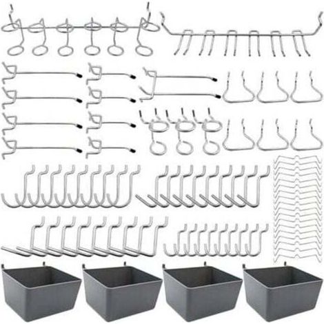 Porte-outils à crochet pour panneau perforé avec boîte de verrouillage pour organiser divers outils, ensemble d'accessoires de perforation 80 pièces (1/4)