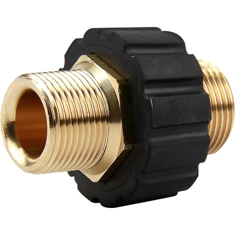 Adattatore per tubo flessibile a doppio attacco rapido maschio M22 x 1,5 per idropulitrice, compatibile con HD e HD, diametro interno 14 mm - Connettore in ottone resistente
