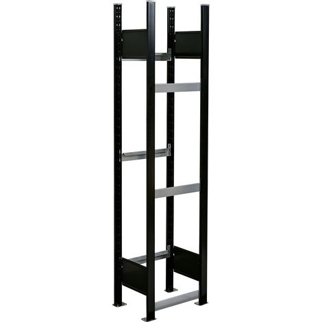 SCHULTE Regalwelt Rayonnage pour caisses de boissons, 3 caisses, 180x40x30 cm (HxLxP), capacité de charge par niveau 60 kg, noir-argent, rayonnage pour boissons, (1/3)