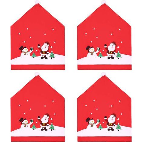 4pcs Christmas Chair Covers Santa Claus Chair Decoration for Christmas Party Dinner