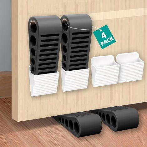 Türstopper für den Boden – 4er-Set – Naturkautschuk – Rutschfest und robust – Für mehr Sicherheit in Haus und Büro – Universell einsetzbar, Schwarz (1/5)