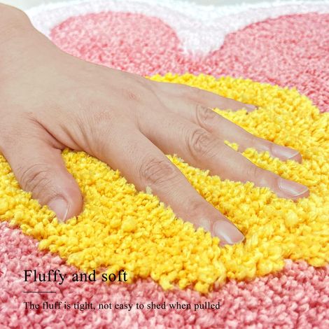 Tapis salle bain fleur rose 40x40cm absorbant (1/4)