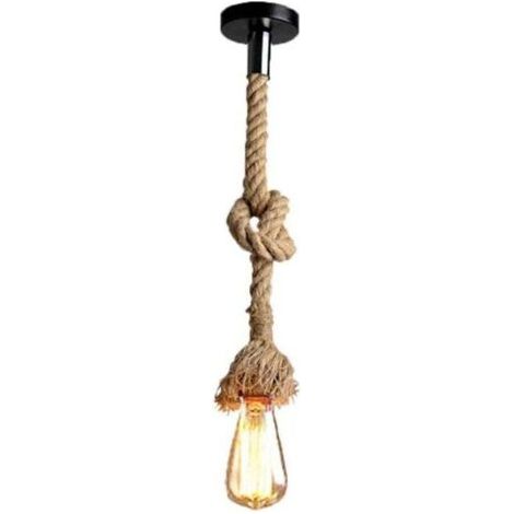 E27 Rétro Chanvre Corde Pendentif Lumière Vintage Rustique Luminaire pour Restaurant Bar Café Éclairage - 1.5M