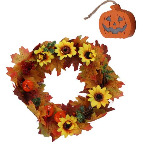 Kürbis-Lichterkranz, Herbstblumen-Girlande, Halloween-Dekorationszubehör (1/5)