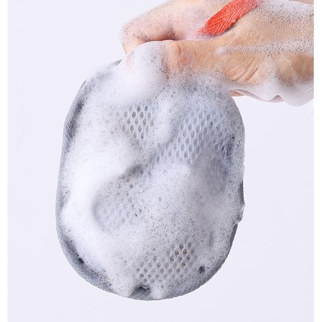 Nouvelle pochette à savon et filet moussant – Accessoire de bain multifonction / filet de lavage – Fleur de douche ultra-douce – Gris (Lot de 3) (1/3)