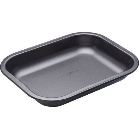 MasterClass Asador pequeño con antiadherente PTFE, PFOA y libre de BPA, robusto acero al carbono de 1 mm de espesor, bandeja para asar abierta inclinada de 27 x 21 cm