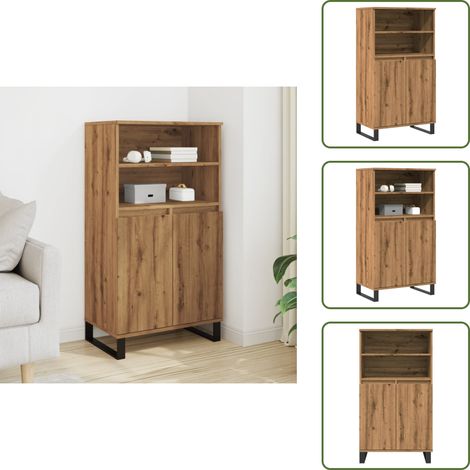 Muebles industriales - vidaXL Aparador alto madera de ingeniería roble artisan 60x36x110 cm - Aparador de roble