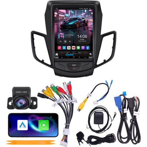 Autoradio 9,7" Ford Fiesta 2009-2016 Quad-Core 4+64G CarPlay Android Auto WiFi 6 GPS Bluetooth Caméra AHD