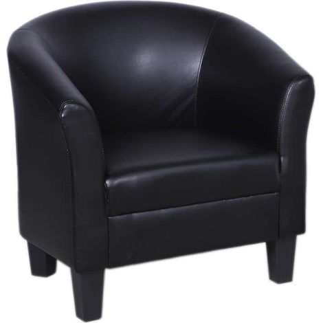 Poltroncina in Ecopelle Nera - Comoda e Elegante 73,5x65,5x72,5 cm (1/2)