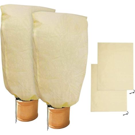 2 Pièces de Protection Hivernale pour Plantes Protection Hivernale pour Sacs de Plantes en Pot, Beige, Solide, 100 x 80 cm (1/4)