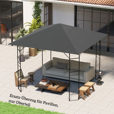 Telo di ricambio per gazebo 3 x 3 m, telo idrorepellente UPF30+, copertura di ricambio in tessuto Oxford, 370 g/m², grigio