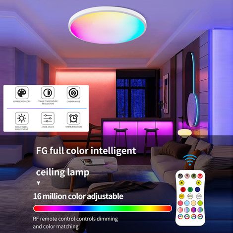 Ortviai Applique murale LED ronde RGBCW avec télécommande RF, gradation continue et 16 millions de couleurs (1/5)