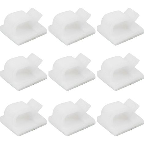 Lot de 50 attaches de câbles extérieures avec ruban adhésif, crochets auto-adhésifs et supports de câbles-1.4X1cm-White