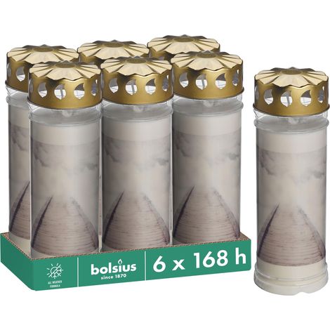 Lot de 6 bougies funéraires Blanc Longueur : 168 heures Bougie funéraire et mémorial Avec motif Nuages N° 7 (1/5)