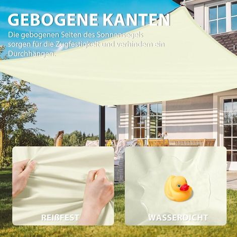Voile d'ombrage Pare-Soleil rectangulaire, Hydrofuge, Brise-Soleil pour terrasse, Jardin, Balcon, Tissu Polyester 300 x 400 cm, blanc cassé (1/3)