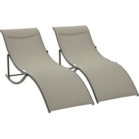 Set 2 Sdraio da Giardino Pieghevoli, Lettino Prendisole in Alluminio e Textilene, 61x165x63cm