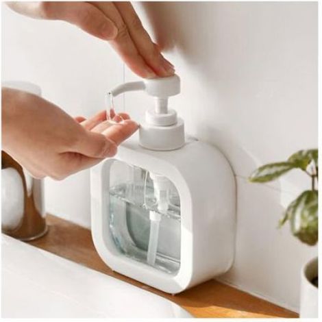 Distributeur Savon et Liquide Vaisselle - 2 Pièces Flacon Pompe Vide 500ml - Pour Shampoing, Gel Douche, Salle de Bain et Cuisine (1/4)