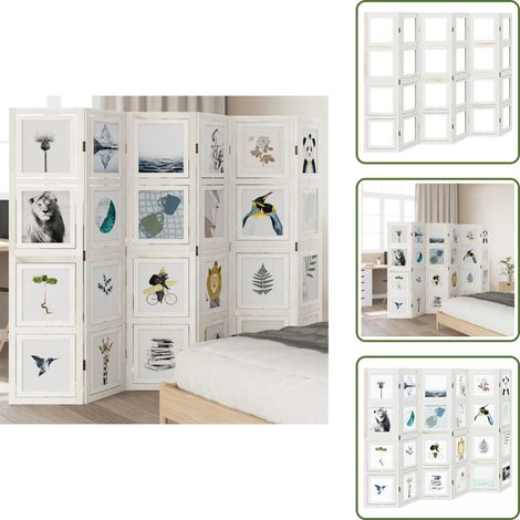 Cloison de séparation 6 panneaux blanc bois de paulownia massif - Séparateur De Pièce - Écran D'intimité - Cloison Pliable - Décoration Murale - Meuble Design (1/5)