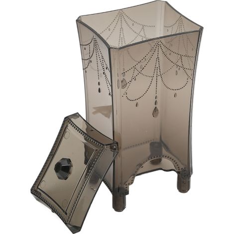 Dispensador de discos de algodón, ABS transparente, con apertura inferior, diseño esculpido, para baño (1/5)
