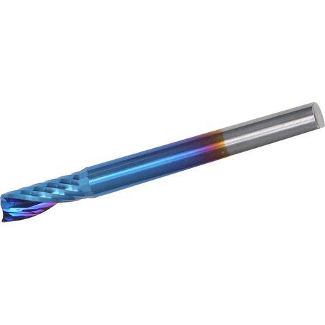 Fraise carbure monobloc une dent spirale revêtement nano bleu, outil CNC 4x10x40mm, fraise à fileter tungstène pour défonceuse, coupe précise. (1/5)