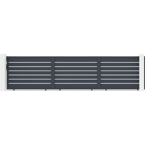 Casanoov – Portail coulissant aluminium 6m – Hauteur 140cm – Résistance au vent 60 km/h – Coloris gris anthracite RAL 7016 (1/5)