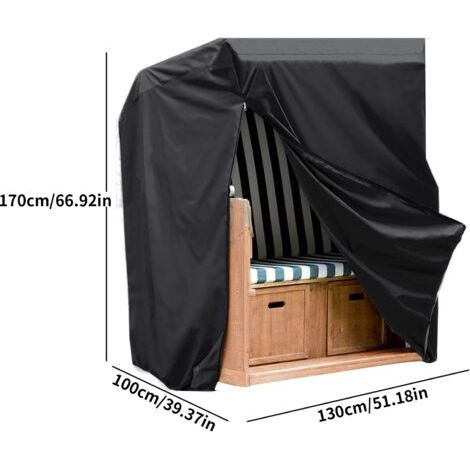 Funda protectora para sillas de jardín, tejido Oxford 600D, funda para muebles de jardín, 170x135x105cm, impermeable, resistente al desgarro, lona exterior resistente a los rayos UV, resistente al frí (1/2)