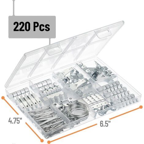 Kit de fixation pour tableaux (221 pièces) : crochets, clous et accessoires pour cadres.-AquaForge (1/4)
