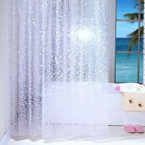 Filiyano-Rideau de douche blanc transparent, imperméable, 100 % PEVA avec crochets, en tissu, transparent, 120 x 200 cm, épaisseur 1 cm (1/5)