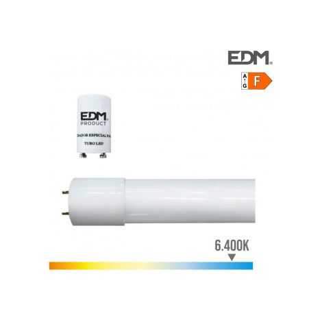 Tubo led t8 22w 2420lm 6500k luz fría eq 58w ø2.6x150cm EDM
