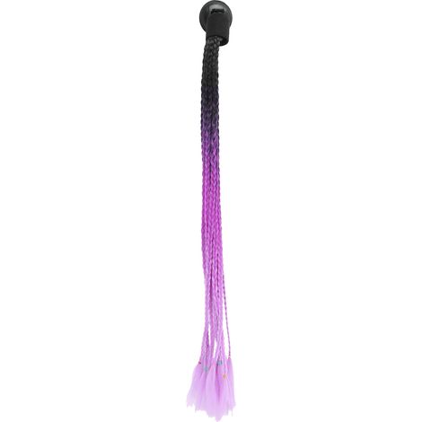 Casque de moto avec attaches punk à ventouses, queue de cheval tressée dégradé violet foncé à violet clair (1/5)