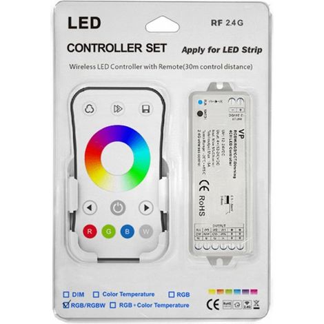 Kit Contrôleur LED RGBW RF 12-24V DC avec Télécommande - Blanc - SILAMP