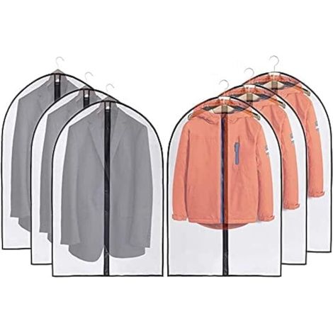 Bolsa para ropa antipolvo, transparente, de PEVA, lavable, con cremallera, 100 cm, paquete de 6 (1/4)