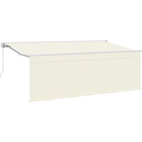Store banne rétractable, beige, 350 x 200 cm, en polyester et aluminium. (1/2)