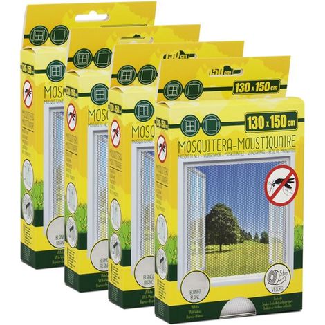 Lot de 4 Moustiquaire de Fenêtre 130 x 150 cm avec Fixation auto-agrippante, protection contre moustiques, mouches et araignées (1/5)