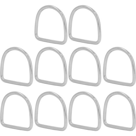 10 Anneaux en D Acier Inoxydable 316 pour Équipement Nautique, Kayak et Bateau, 40x37x4mm (1/5)