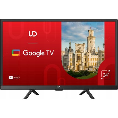 UD TV 24 Zoll LED HD Smart Google TV DVB-T T2 C2 HEVC WLAN Schwarz