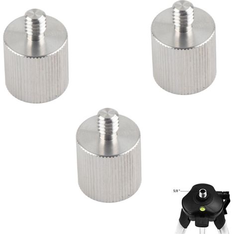 3 pièces Adaptateur de Trépied de Niveleur Laser, 5/8 Femelle vers 1/4 pour Pied de Micro, Appareil Photo, Adaptateur Fileté Réducteur (1/5)