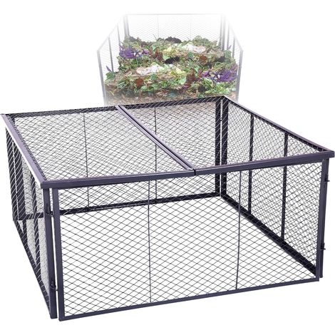 Composteur de jardin Novatool en métal 100x100x50 cm + couvercle ou base, avec système d'enfichage extensible, composteur en métal thermolaqué d'un