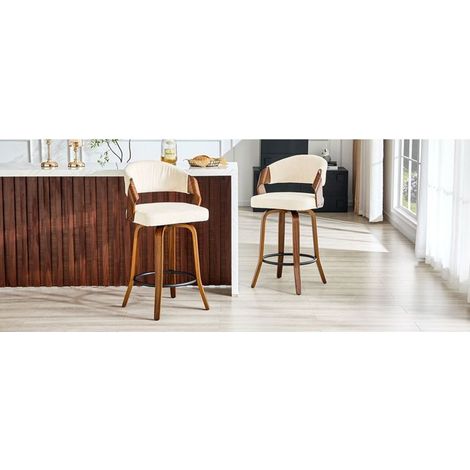 Lot de Chaises 95 cm 2 chaises 2 tabourets de bar dossier structure en bois revêtement en PU cuir (1/5)