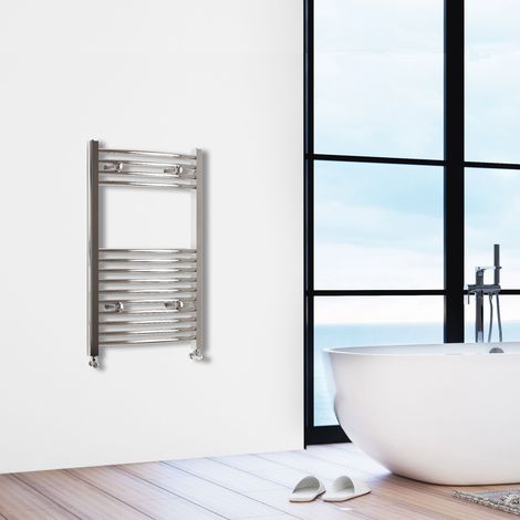 SKY Bathroom 800x400mm(HxW)Chrome Curved Center Heated Towel Track Heated Towel Radiator (1/4)