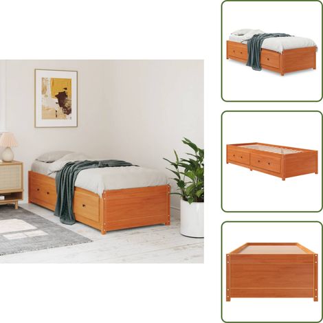 Tagesbett ohne Matratze Wachsbraun 90x200 cm Massivholz Kiefer - Holzbett - Kiefernholzbette - Gästebett - Tagesbett - Wohnraumgestaltung (1/5)