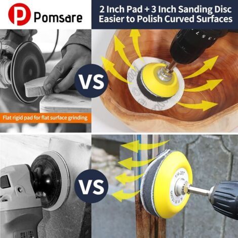 Pomare 120 Pièces Disques de Ponçage,Pad de 50mm 75mm avec papier a poncer à fixation,80 120 180 240 320 480 600 800 1000 1200 1500 3000 pour voiture, métal et bois (1/3)