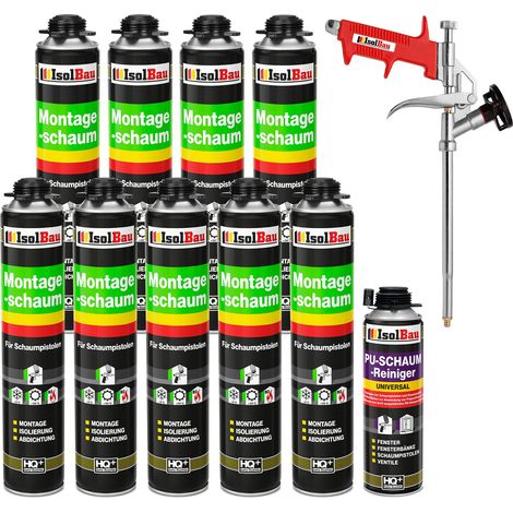 Pistolenschaum Bauschaum Montageschaum 9x 750ml + 1x PU-Reiniger + Schaumpistole (1/5)