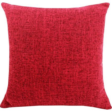 Housses de Coussin Coton Lin en Couleur Unie Throw Pillow Case Chambre Salon Sofa Décoration de Maison Carré Taie d'oreiller Invisible Fermeture à glissière Bourgogne 35X50CM (1/5)