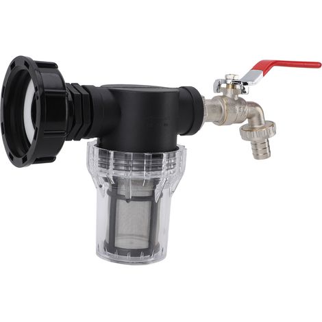 Adaptateur tuyau cuve IBC filtre tonneau raccord sortie S60x6 vers G3/4 femelle avec robinet mamelon, plastique, kit 7 pcs (1/5)