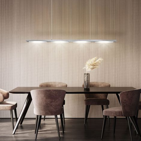 LED Pendelleuchte Modern Design Pendellampe ALU Hängeleuchte satiniert, länglich, 4x 6 Watt 500 Lumen neutralweiß, L 93 cm