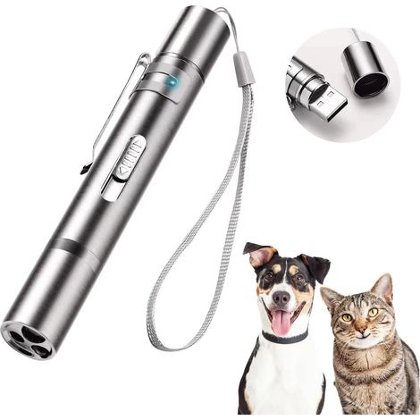Jouets interactifs de pointeur de lumière LED Red Dot, chargement USB, 5 modèles commutables