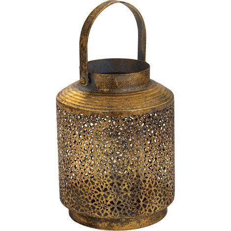 Portavelas de metal dorado 16x16x21 (1/5)